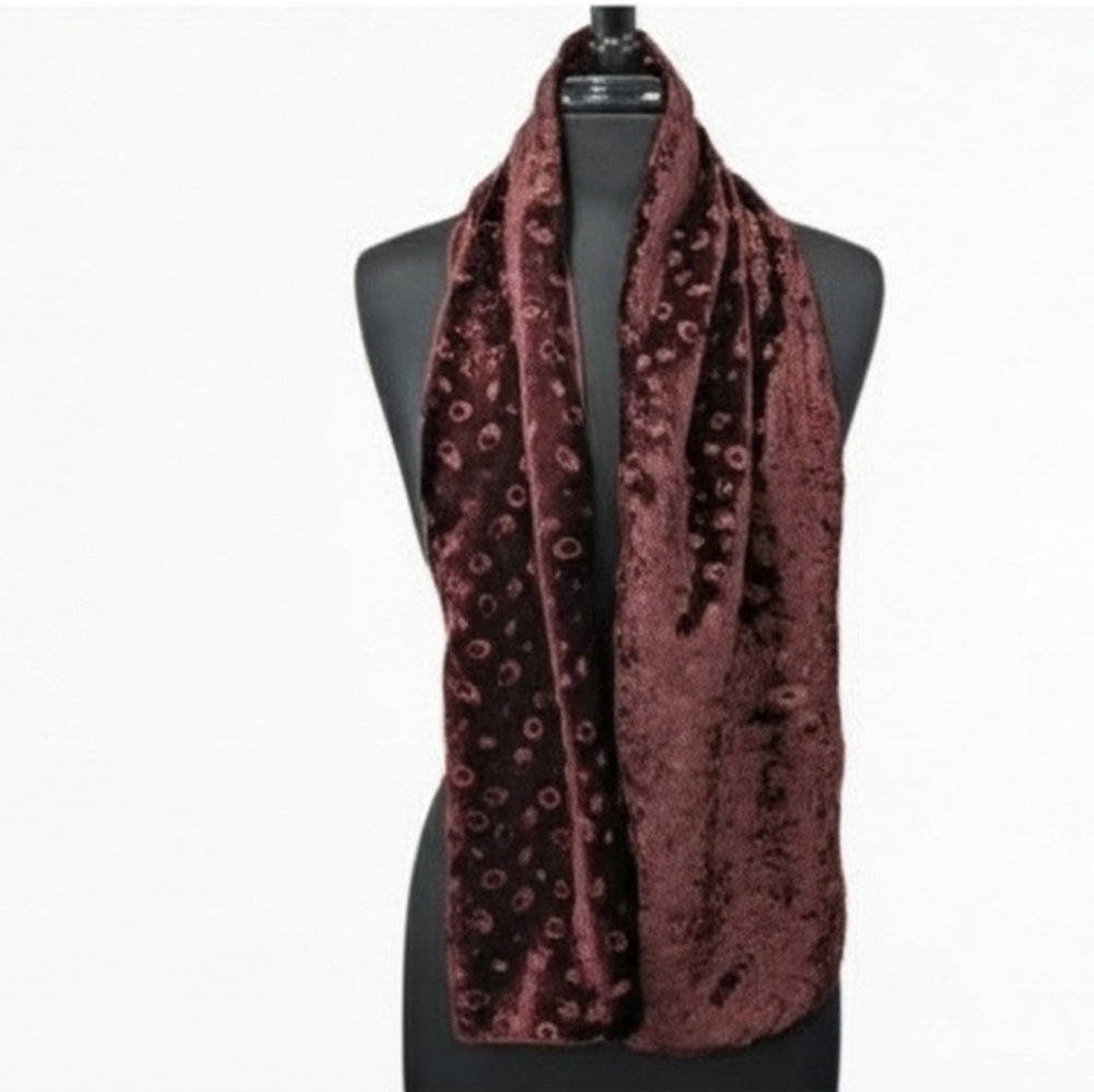 Whimsigoth Bohemian Velvet Scarf Hippie Headband Long Burgundy Red Goth Girlie